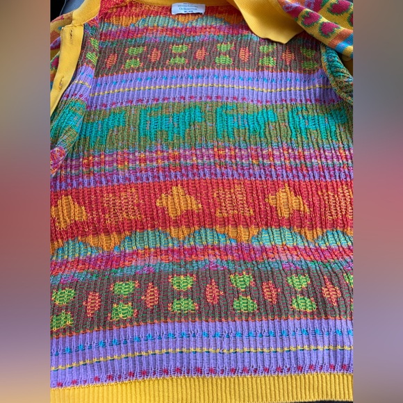 Vtg ‘80s United Colors of Benetton Made in Italy 100% Cotton Colorful Cardigan - Picture 8 of 14